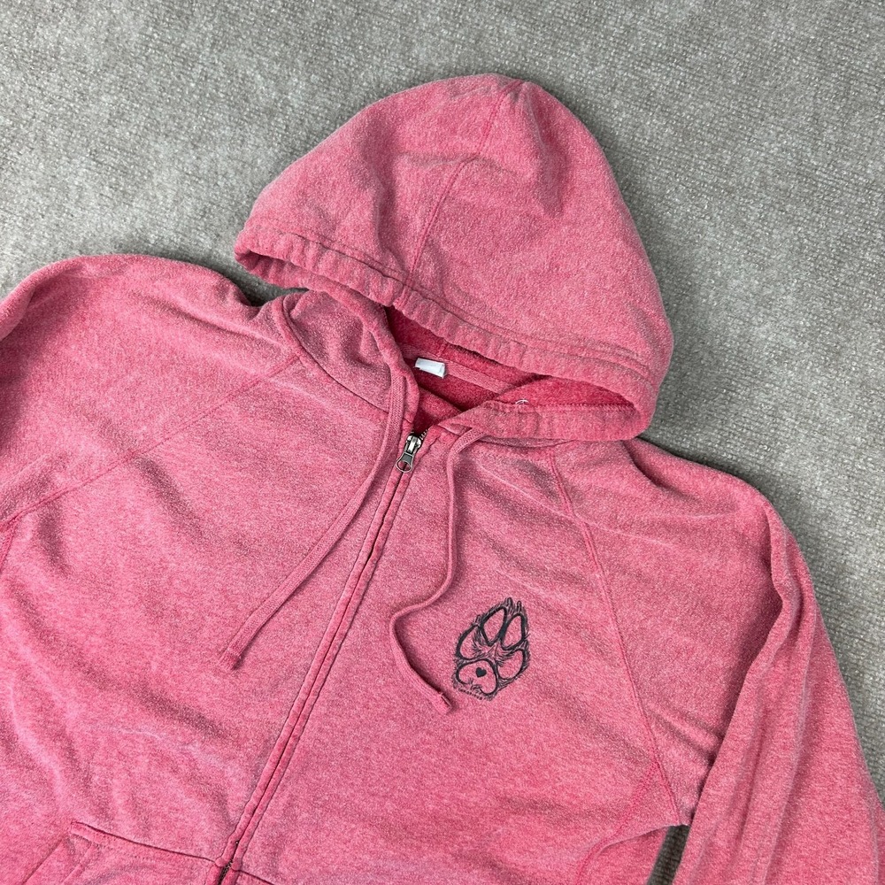 Keep Those Tails Wagging Hoodie Womens L Pink Graphic Raglan Sleeve Full Zip